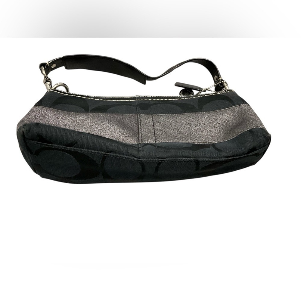 Coach Black Signature Mini Hobo bag with Silver Sparkle Stripe-Vintage - Picture 2 of 4